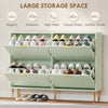 HOMCOM Elegant Four-Drawer Shoe Cabinet - Light Green