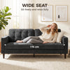 HOMCOM 3 Seater Sofa Button Tufted Upholstered Velvet Couch with Wood Legs for Living Room, Dark Grey