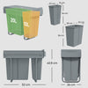 HOMCOM 2 Removable Recycling, ContaineUnder-Sink Kitchen Trash Bin, Smooth Slide, Handle, Diamond Pattern Lid, Grey