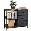 HOMCOM Chest of Drawers Storage Dresser Cabinet Organizer with 3 Fabric Drawers and 2 Display Shelves for Living Room, Bedroom, Hallway, Black