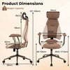 Office Chair with 2D Adjustable Headrest Elastic Sponge Filling-Brrown