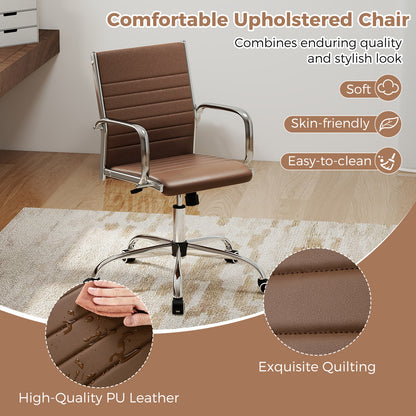Height Adjustable Rolling High-Back Executive Chair for Home Office-Brown