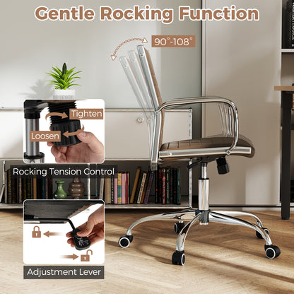Height Adjustable Rolling High-Back Executive Chair for Home Office-Brown