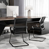 Conference Reception Chair with Lumbar Support and Sled Base-Black