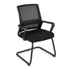 Conference Reception Chair with Lumbar Support and Sled Base-Black