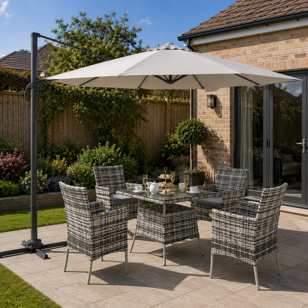 Outsunny 3(m) LED Cantilever Parasol in Grey