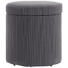 HOMCOM 40cm Round Storage Ottoman, Corduroy Footstool with Removable Lid and Legs, Vanity Stool for Living Room, Bedroom, Grey