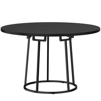 HOMCOM Dining Table Space Saving Kitchen Table Spliced Tabletop Conical Metal Base 120 cm Round Black