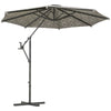 Outsunny 3(m) Convertible Cantilever Parasol and Centre-post Garden Parasol with Cross Base, 360Â° Rotation Banana Parasol with Crank Handle and 8 Ribs, Hanging Patio Umbrella, Black and White