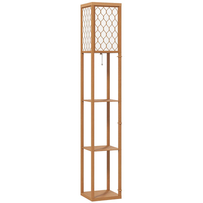 HOMCOM Three-Shelf Standing Lamp - Natural