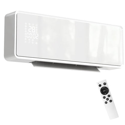 HOMCOM 2000W Ceramic Electric Heater with Fan, Adjustable Thermostat, Wall Mounted - White