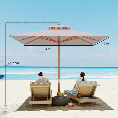 Outsunny 3 m Square Garden Parasol in Grey