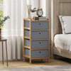 HOMCOM Chest of Drawers, 4 Fabric Drawers Narrow Dresser with Bamboo Frame, Light Grey