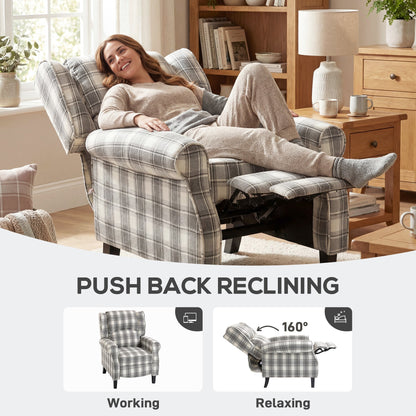 HOMCOM 160 degrees Reclining Armchair, with Footrest - Grey and White