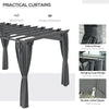 Outsunny 3.6 x 3(m) Outdoor Pergola with Retractable Roof and Curtains, Garden Gazebo Canopy Sun Shade Shelter with Aluminum Frame, Dark Grey