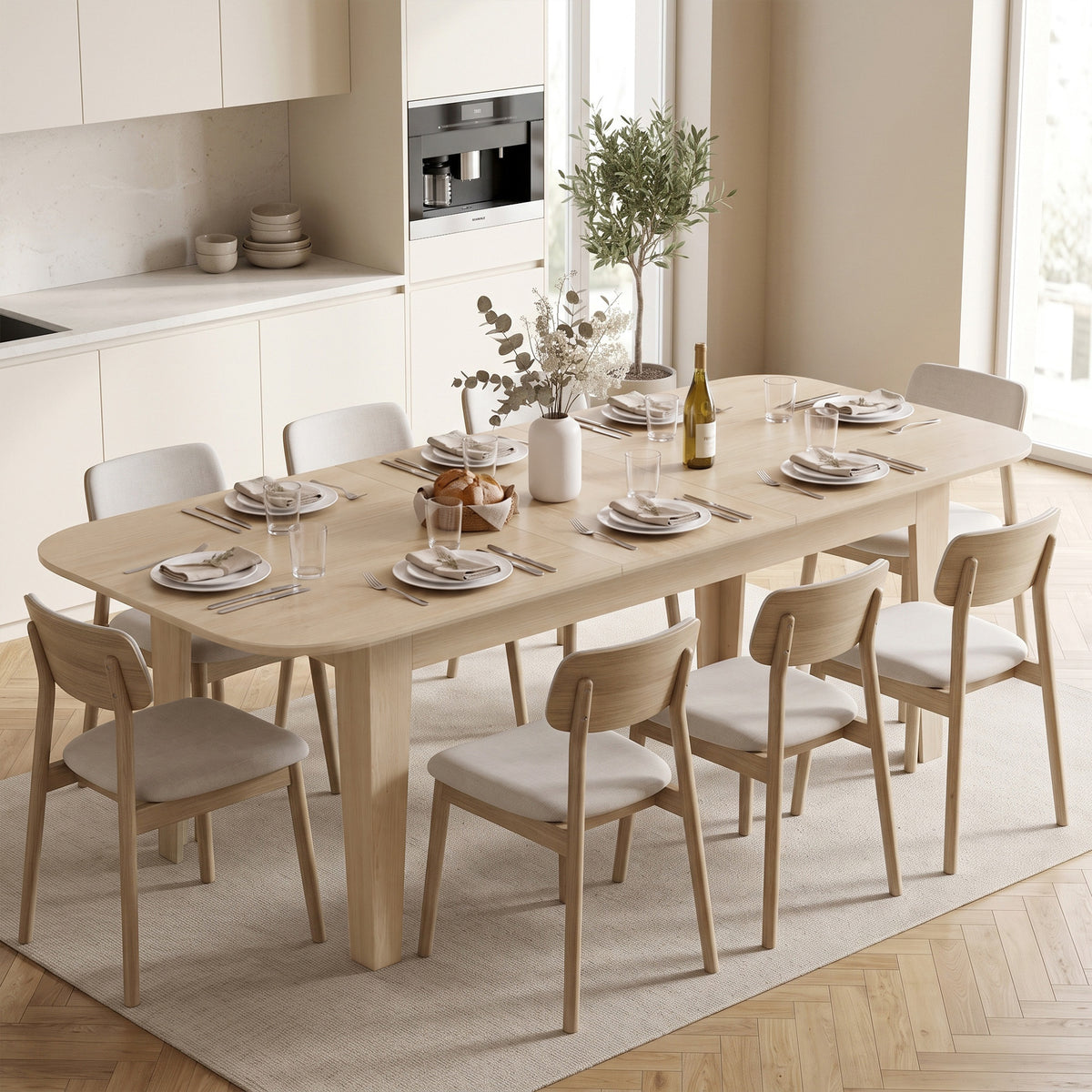 HOMCOM Extendable Oval Dining Table for 4-6 in Oak