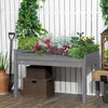 Outsunny Raised Bed for Garden, Wooden Elevated Planter Box with Bed Liner, for Flower Vegetable Herb, Dark Grey