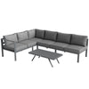Outsunny 3 Pieces Garden Furniture Set, Aluminium Corner Lounge Set with Adjustable Backrest and Coffee Table