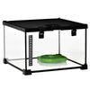 PawHut Glass Reptile Terrarium Insect Breeding Tank Vivarium Habitats with Thermometer for Lizards, Horned Frogs, Snakes, Spiders - Small 30 x 30 x 20cm