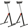 HOMCOM Set of 2 Folding Roller Stand, Material Support Pedestal with Ball Bearing Roller Height Adjustable Portable, Metal Construction, Black