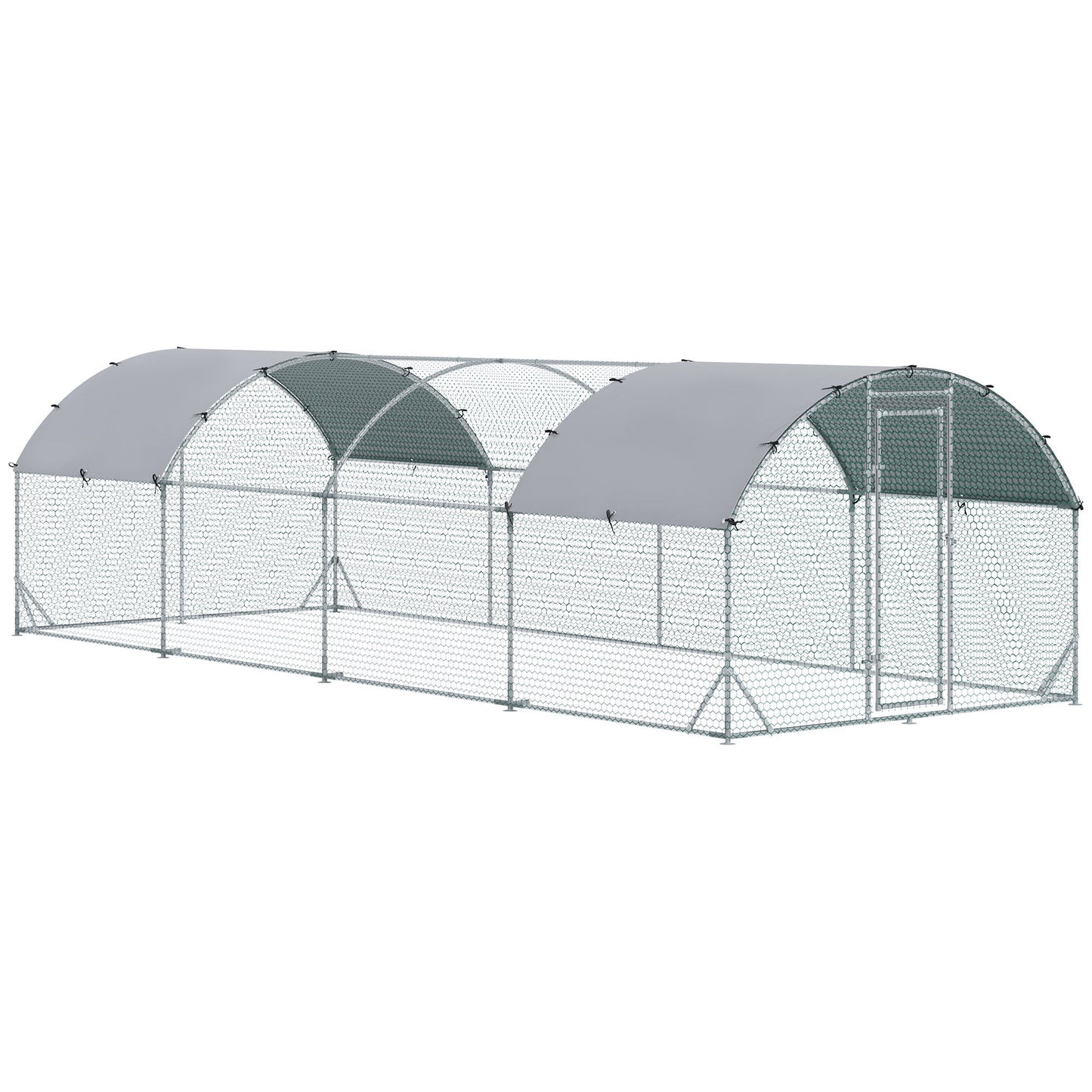 PawHut Walk In Chicken Run Galvanised Chicken Coop Hen Poultry House Cage Pet Playpen Garden with Water-Resist Covers