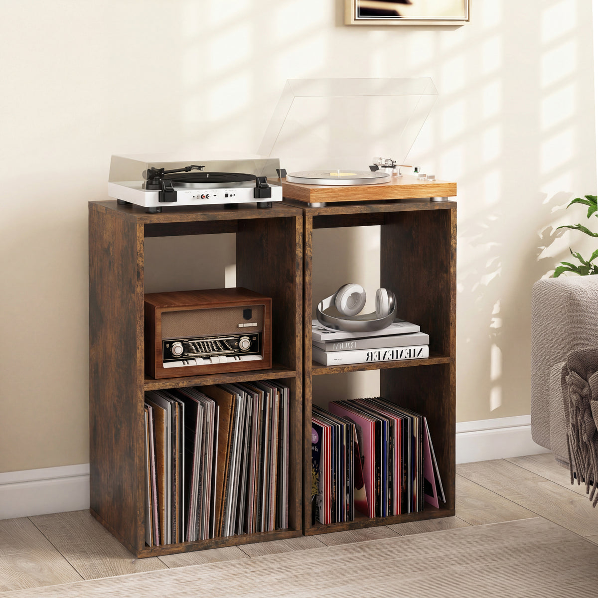 Open Back 2-tier Bookshelf with Anti-toppling Kit-Rustic Brown