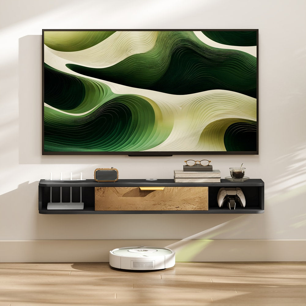 HOMCOM 120 cm Floating TV Stand with Storage in Charcoal Grey