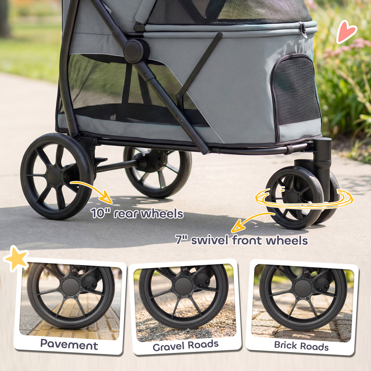 PawHut Dog Stroller in Grey
