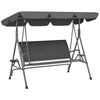 Outsunny 3 Seater Swing Chair, Garden Swing Seat Bench with Adjustable Canopy, Rattan Seat and Steel Frame for Patio, Yard, Grey