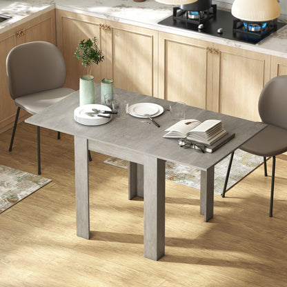 HOMCOM Folding Dining Table for 4-6, Rectangular Extendable Drop Leaf Table for Small Spaces, 140 x 80 x 77.5 cm, Grey