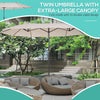 Outsunny 4.6m Double Garden Parasol - Beige