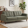 HOMCOM 3 Seater Sofa Button Tufted Upholstered Velvet Couch with Wood Legs for Living Room, Green