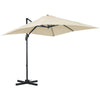 Outsunny 2.5 x 2.5m Patio Offset Parasol Umbrella Cantilever Hanging Aluminium Sun Shade Canopy Shelter 360 Rotation with Crank Handle and Cross Base, Cream White