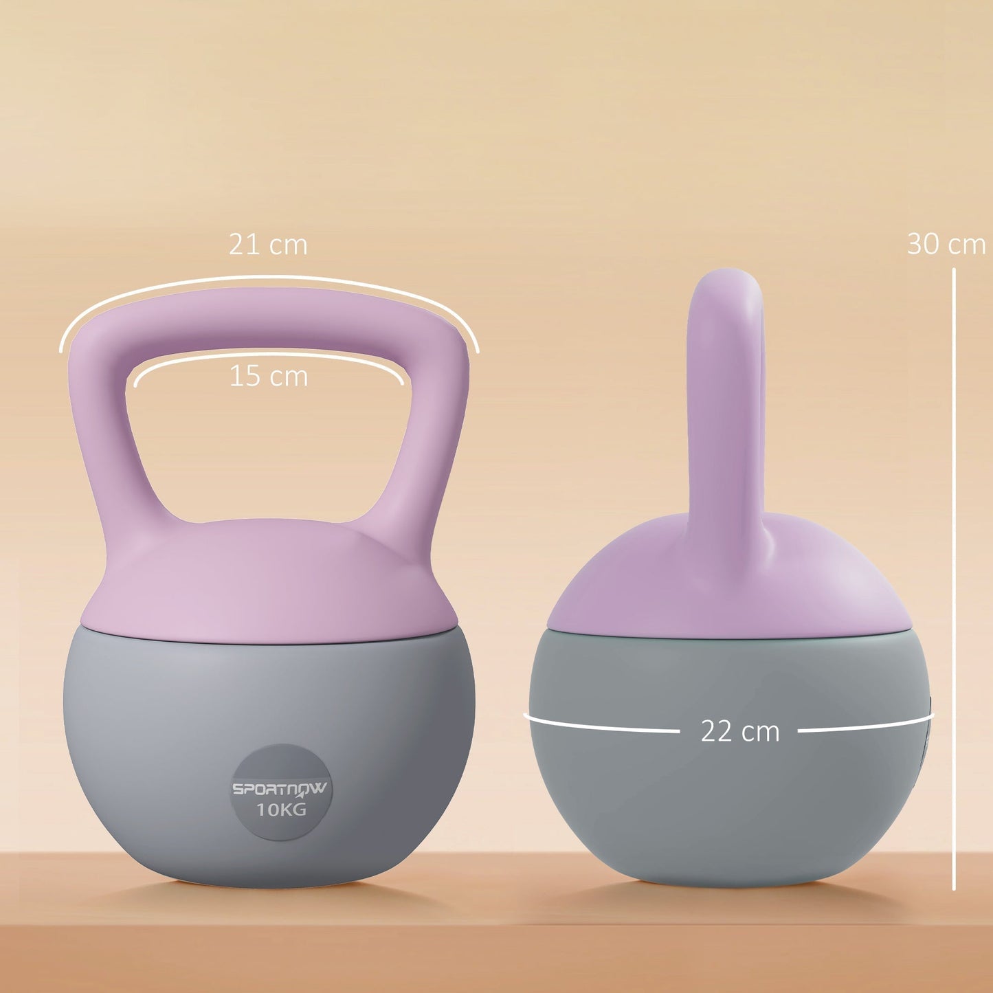 SPORTNOW 10KG Soft Kettlebell, Kettlebell with Non-Slip Handle for Home Gym, Weight Lifting, Strength Training, Purple/Grey