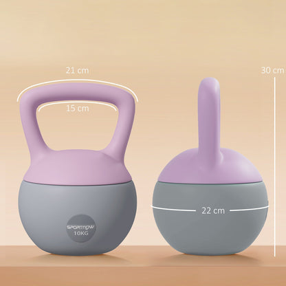 SPORTNOW 10KG Soft Kettlebell, Kettlebell with Non-Slip Handle for Home Gym, Weight Lifting, Strength Training, Purple/Grey