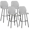 HOMCOM Bar Stools Set of 4, Linen-Touch Upholstered Bar Chairs, Kitchen Stools with Backs and Steel Legs for Dining Room, Light Grey