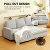 HOMCOM Pull Out Sofa Bed with Storage - Light Grey