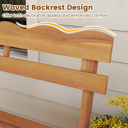 Outdoor 2-Person Wood Garden Bench with Ergonomic Backrest