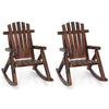 Outdoor Adirondack Rocking Chair Solid Wood with High Back-2 Pack