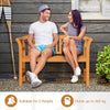 Outdoor Bench Acacia Wood 2-Person Patio Loveseat with Backrest and Armrests