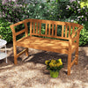 Outdoor Bench Acacia Wood 2-Person Patio Loveseat with Backrest and Armrests