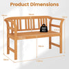 Outdoor Bench Acacia Wood 2-Person Patio Loveseat with Backrest and Armrests
