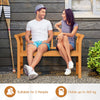 Outdoor Bench Acacia Wood 2-Person Patio Loveseat with Backrest for Porch