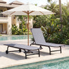 Outdoor Chaise Lounge Chair Set of 2 with Wheels 6-Position Recliner with 180° Full Flat-Grey