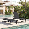 1 Piece Outdoor Chaise Lounge Chair with Wheels for Balcony Deck-Black