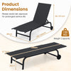 1 Piece Outdoor Chaise Lounge Chair with Wheels for Balcony Deck-Black