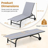 1 Piece Outdoor Chaise Lounge Chair with Wheels for Balcony Deck-Grey