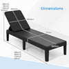 Outdoor Chaise Lounger Chair 4-Position Reclining Chair with Waterproof Rattan Textured PP Surface-Black