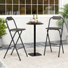 Outdoor Folding Barstools Set of 2 with Backrest and Footrest-Grey