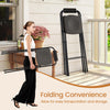 Outdoor Folding Barstools Set of 2 with Backrest and Footrest-Grey